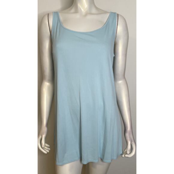 Eileen Fisher Capri Blue Scoop Neck Tunic Tank Top M NWT 100% Silk Sleeveless